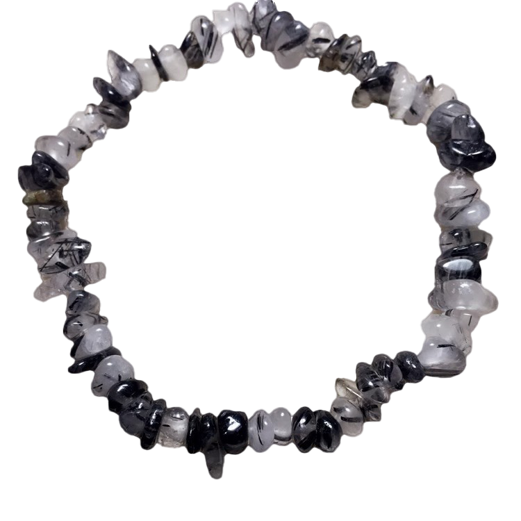 Black Rutilated Quartz Chip Bracelet