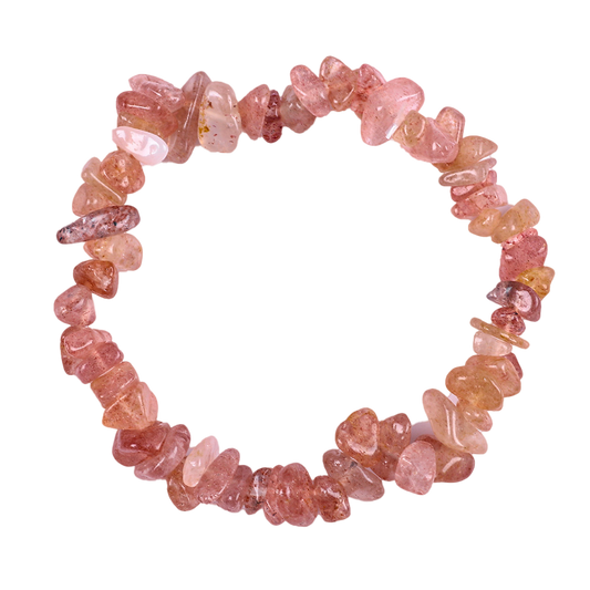 Gold Strawberry Quartz Chip Bracelet