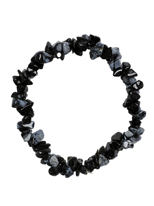 Snowflake Obsidian Chip Bracelet